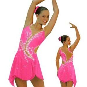 Sharene Designs Style 7253 Girls pink figure skating dress size Large